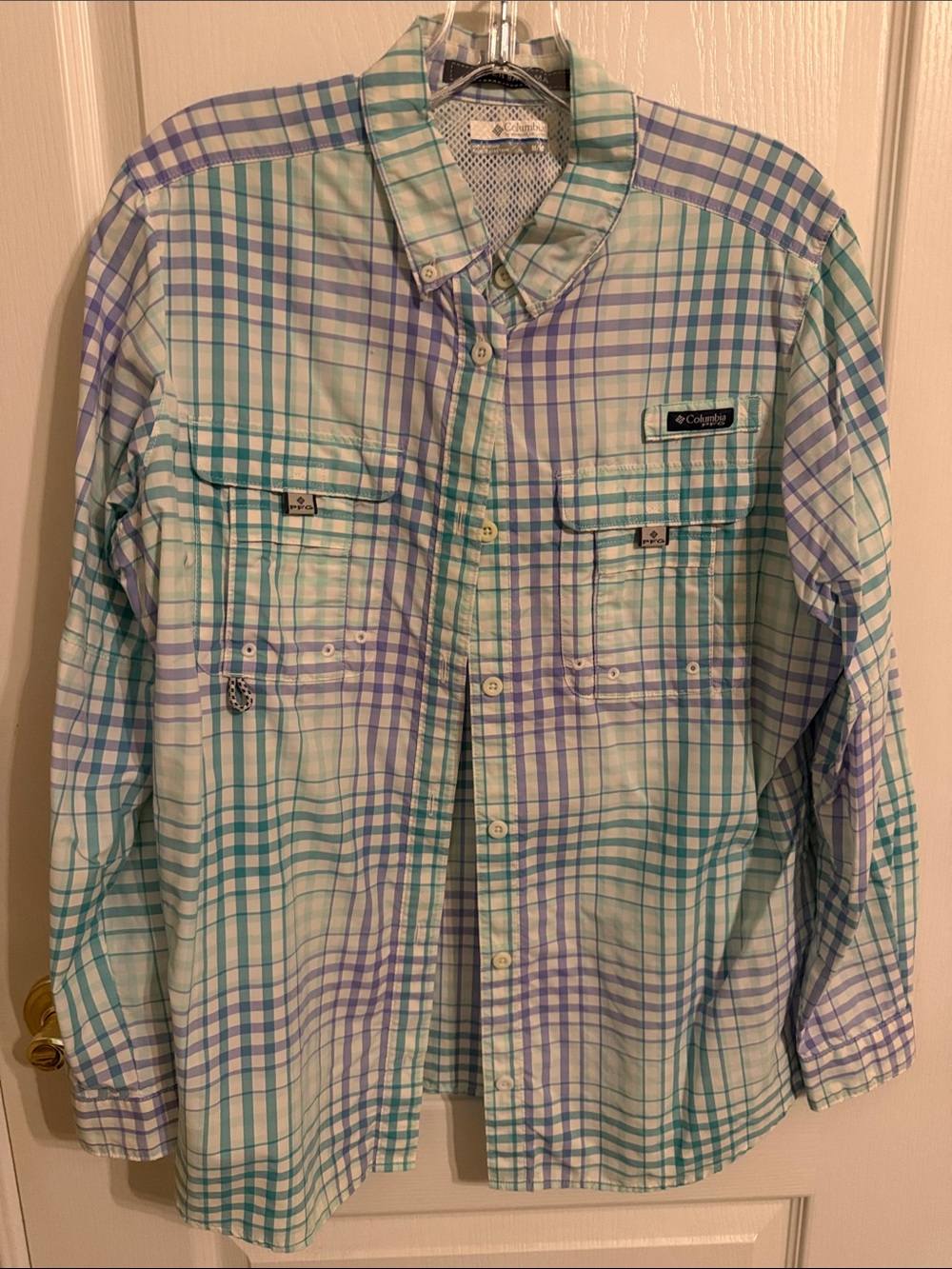 Columbia Plaid Long-Sleeve Shirt - Mint Green & Lavender-Unisex